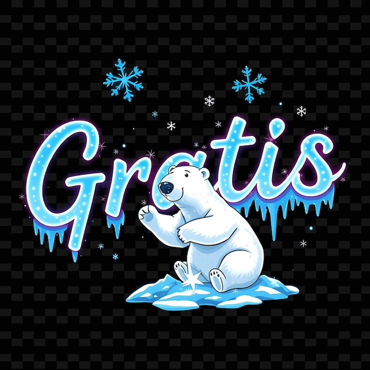 PSD um urso polar com a palavra "grumpy" escrito nele.