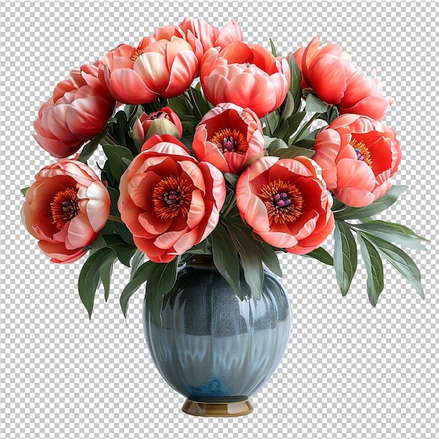 PSD um vaso com um bando de flores nele