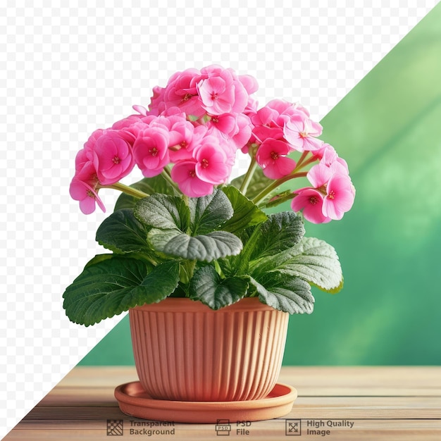 PSD um vaso de flores rosa com fundo verde.