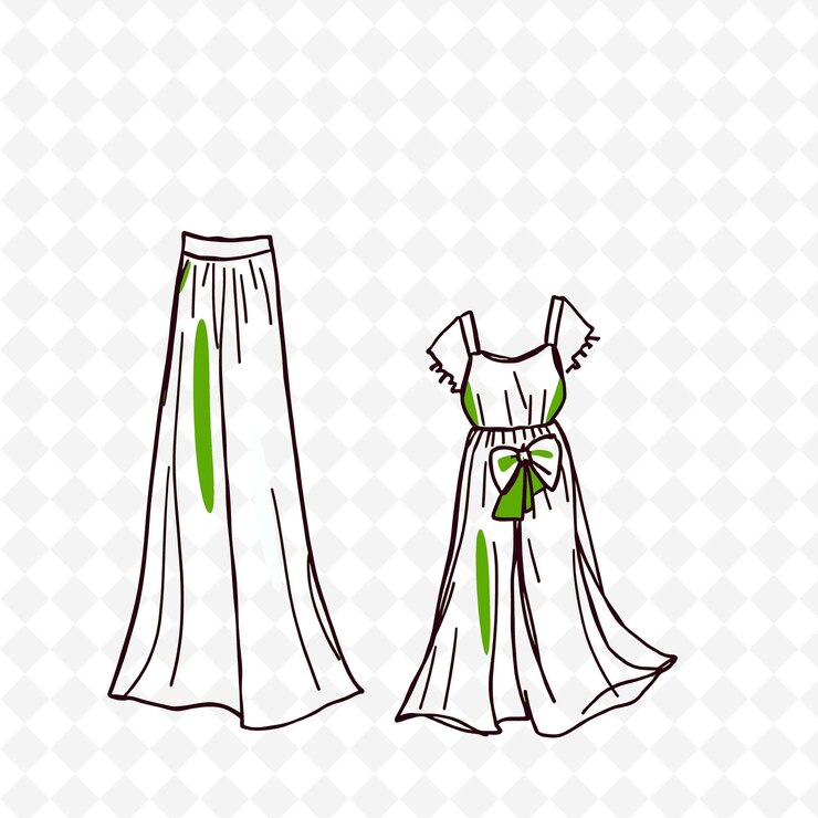 PSD um vestido e um vestido estão em um fundo branco