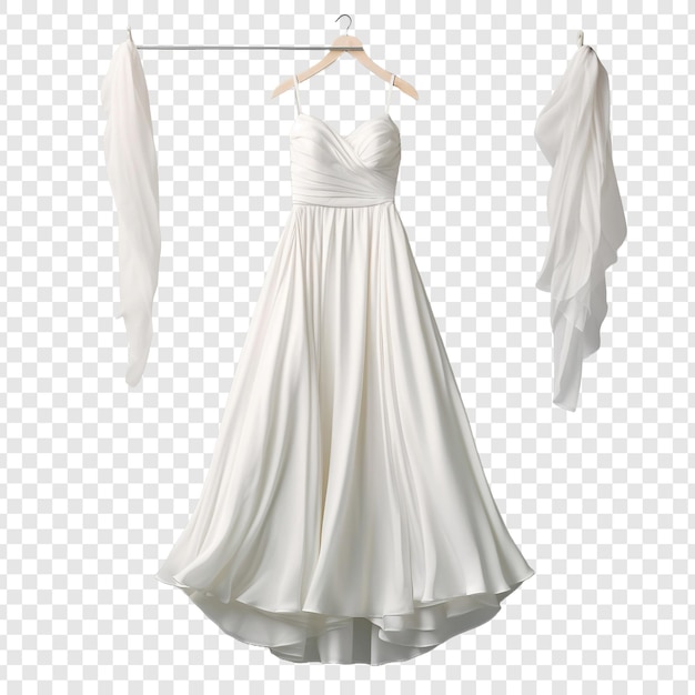 PSD um vestido pendurado em um cabide com um vestido pendurado isolado em um fundo transparente