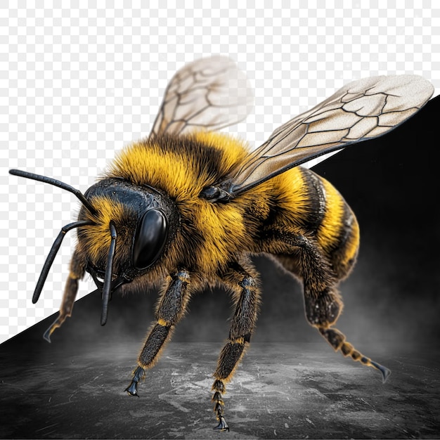 uma abelha com uma cabeça grande e asas é mostrada nesta imagem