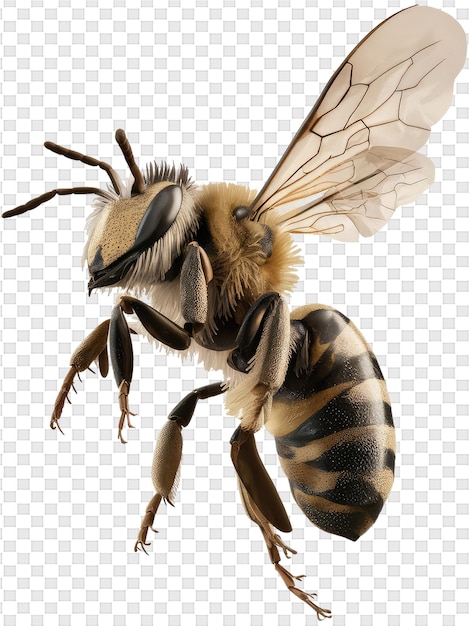 PSD uma abelha é mostrada em um fundo transparente com uma abelha