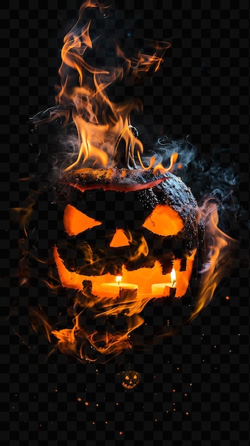 PSD uma abóbora de halloween está a arder em chamas.