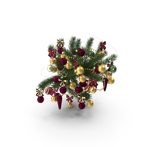 uma árvore de natal com um monte de enfeites