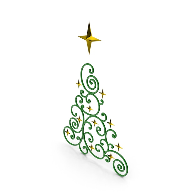 uma árvore de Natal feita de folhas verdes com uma estrela dourada nela