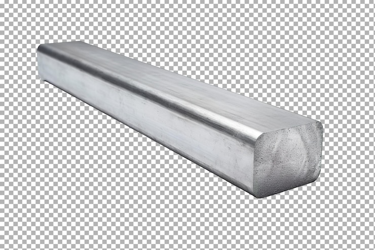 PSD uma barra de alumínio polido descansando em uma superfície limpa mostrando seu design moderno elegante e artesanato preciso sob iluminação brilhante
