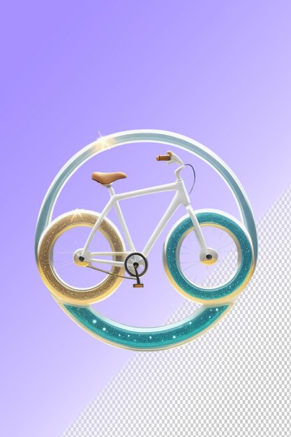 Uma bicicleta está em um círculo com um fundo roxo com um fondo roxo
