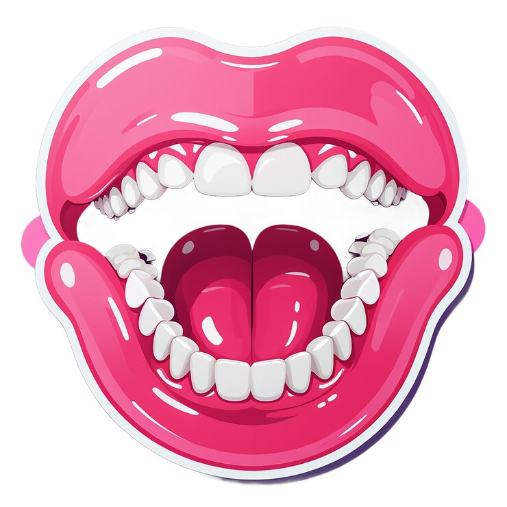 PSD uma boca rosa com dentes mostrando os dentes