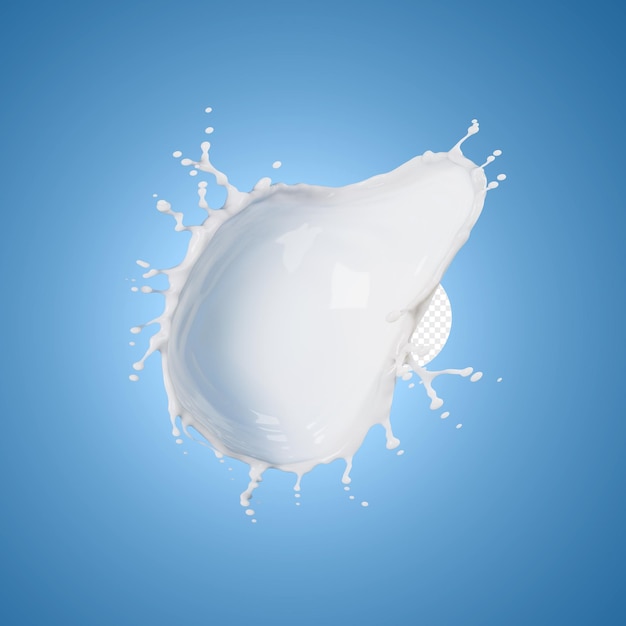 Uma bola branca de leite está na frente de um fundo azul.