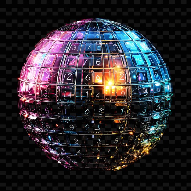 PSD uma bola de discoteca com números e números nela