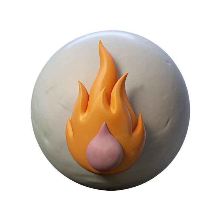 PSD uma bola de fogo com chamas e um fogo nela