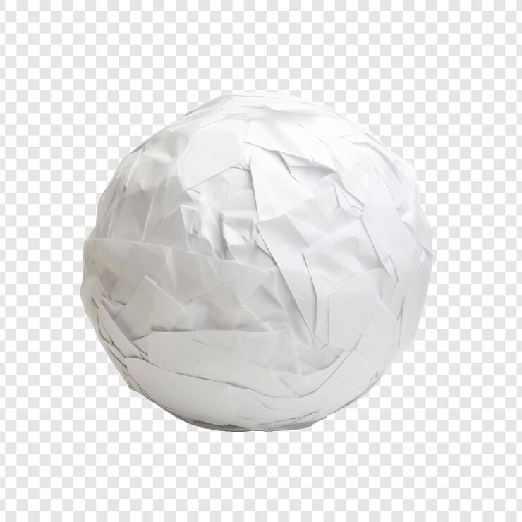 PSD uma bola de papel isolada sobre um fundo transparente