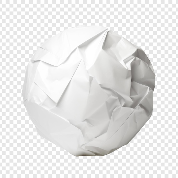 PSD uma bola de papel isolada sobre um fundo transparente
