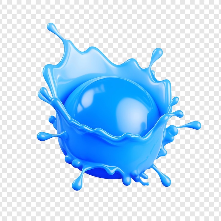 PSD uma bolha azul com água a gotejar dela