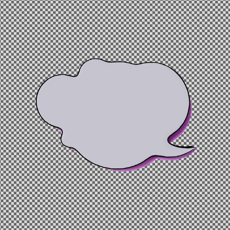 PSD uma bolha de fala roxa com um fundo roxo e uma bolha de fala roxa