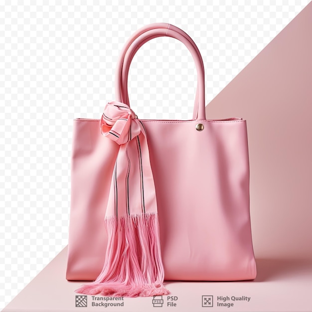 PSD uma bolsa rosa com uma fita rosa e um laço.