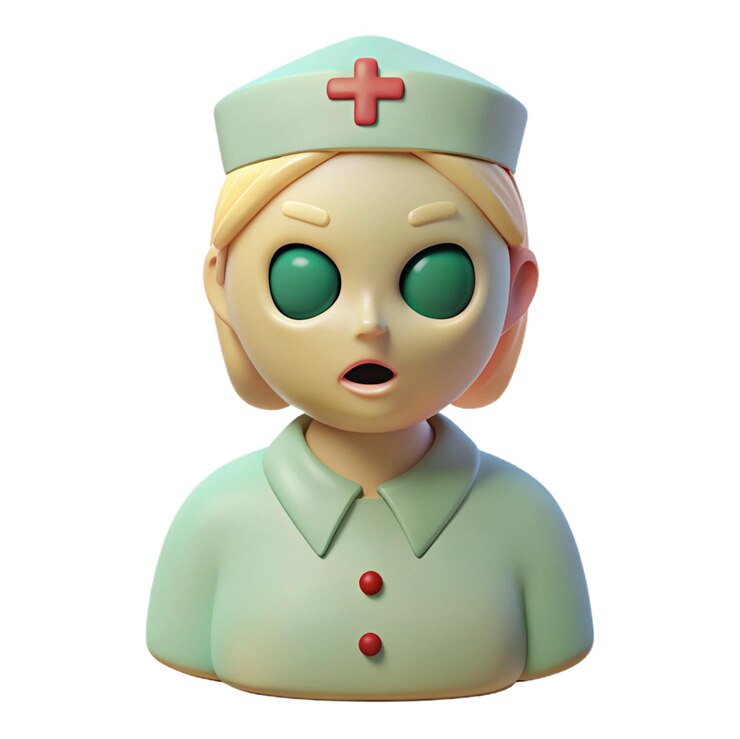 PSD uma boneca com um olho verde e uma cruz vermelha na parte superior