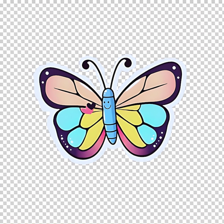 PSD uma borboleta colorida com a palavra borboleta