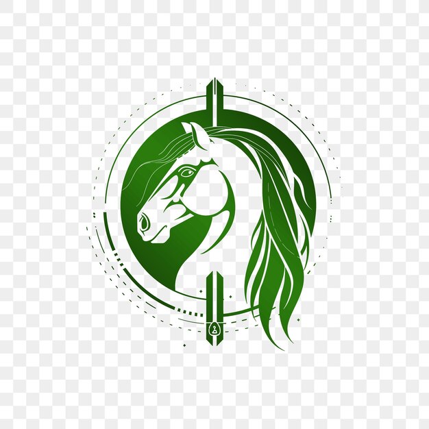 PSD uma cabeça de cavalo com um logotipo verde em um fundo transparente