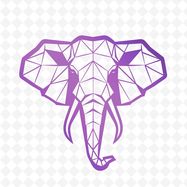 PSD uma cabeça de elefante com um padrão roxo no topo