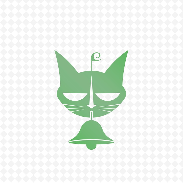 PSD uma cabeça de gato com uma máscara verde