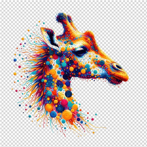 PSD uma cabeça de girafa colorida com a palavra citação sobre ele