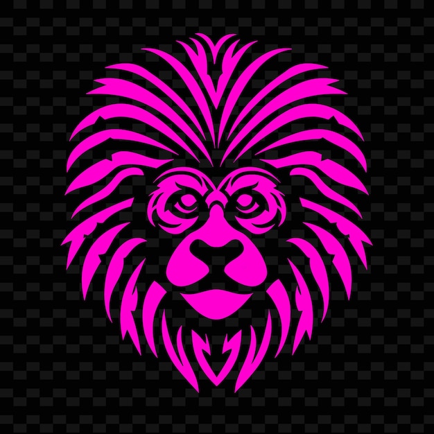 PSD uma cabeça de leão rosa e roxo com fundo preto
