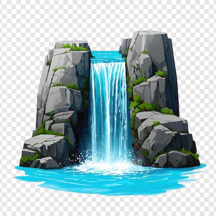 PSD uma cachoeira com uma cachoeeira em um fundo branco