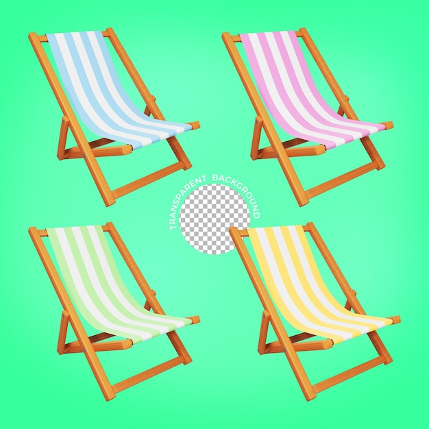 PSD uma cadeira de praia clássica de renderização 3d com fundo transparente