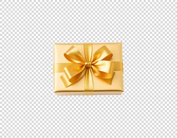PSD uma caixa de ouro com um laço de ouro