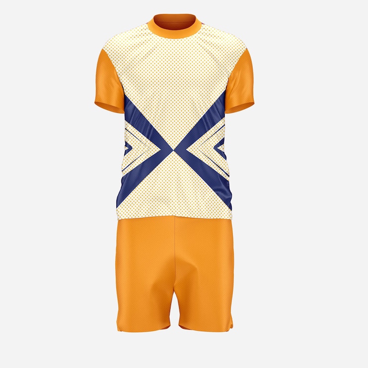 PSD uma camisa amarela e branca com um x azul na frente