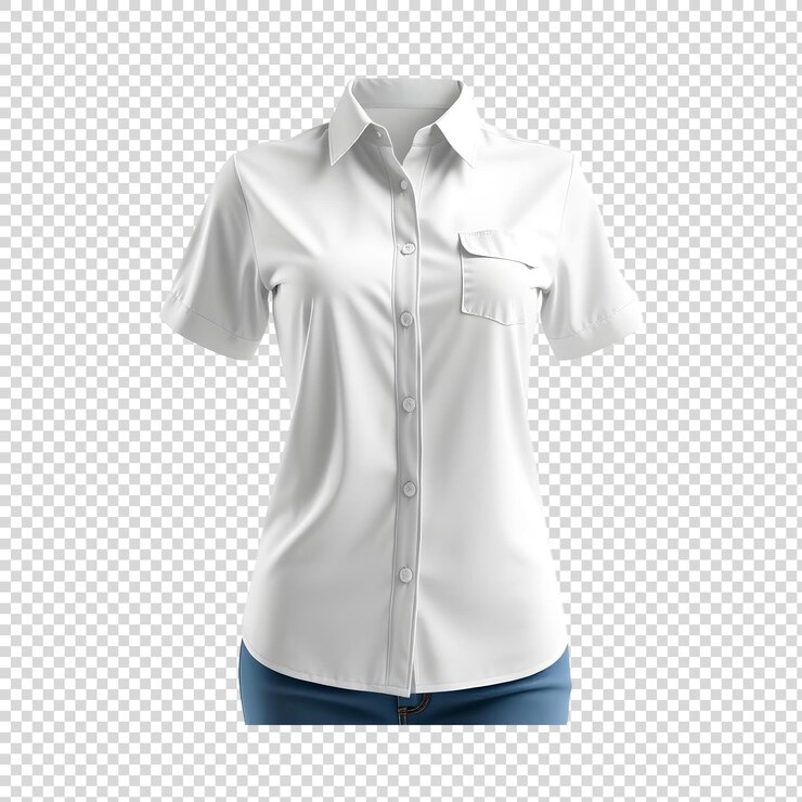 PSD uma camisa branca com um bolso na frente e o colarinho está aberto