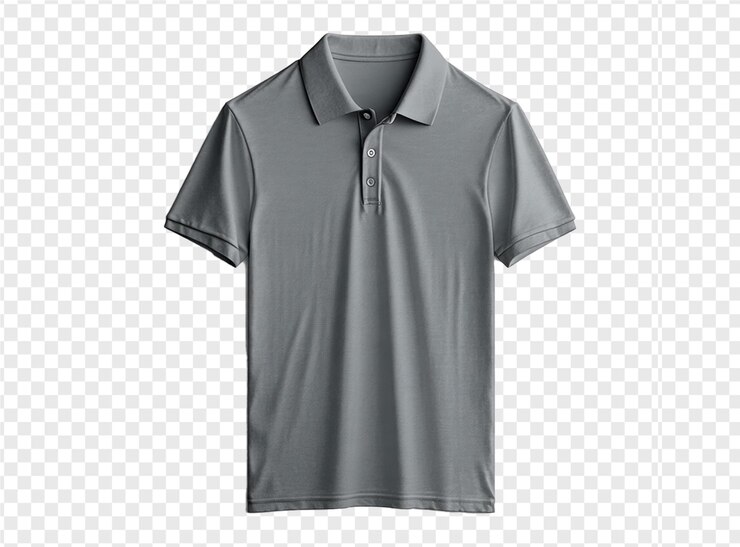 PSD uma camisa de polo cinza com colarinho branco e um colarinho cinza