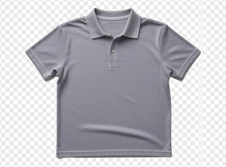 PSD uma camisa de polo cinza com um colarinho cinza e um colar branco