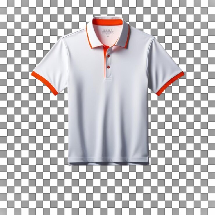 PSD uma camisa polo branca com um colarinho laranja gerado por ai
