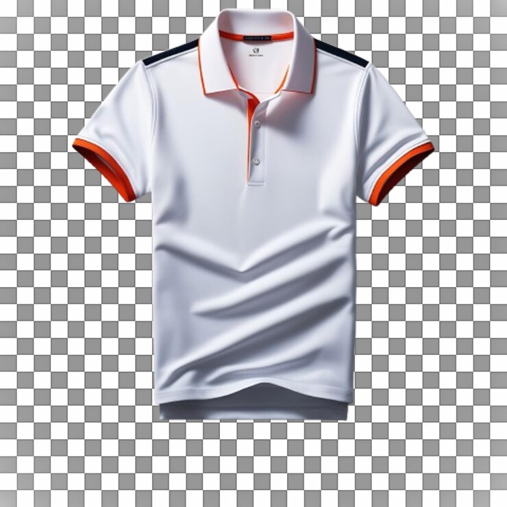 PSD uma camisa polo branca com um colarinho preto gerado por ai