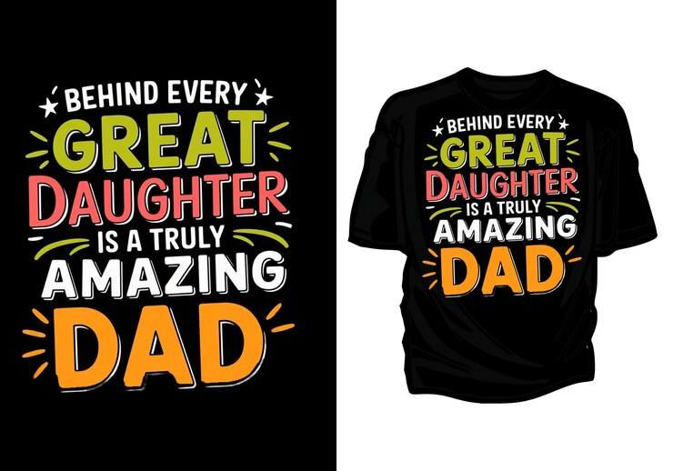PSD uma camisa preta com uma citação do grande pai