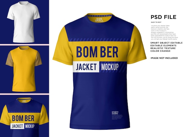 PSD uma camisa que diz bomba ser maquete de jaqueta.