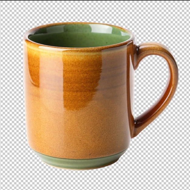 PSD uma caneca de café castanho de elixir fabricado em uma tela em branco em uma superfície branca ou clara png fundo transparente