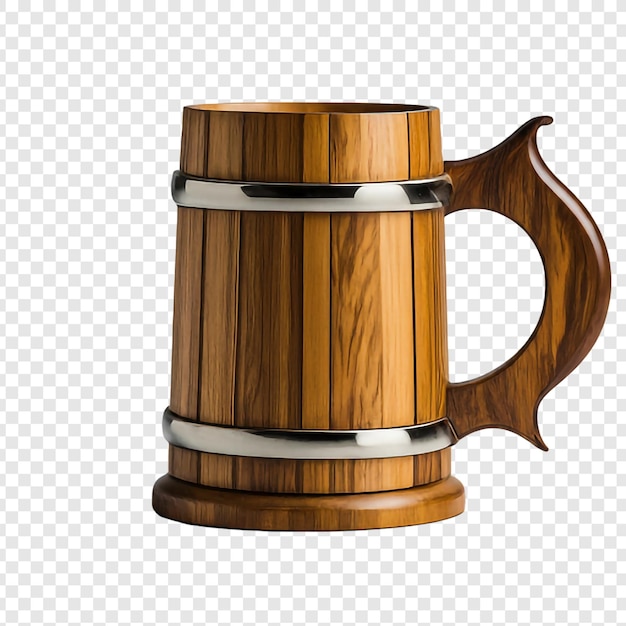 PSD uma caneca de cerveja de madeira png isolada em fundo transparente psd