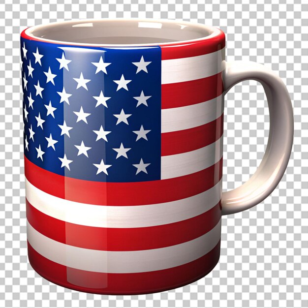 PSD uma caneca desenhada com a bandeira americana