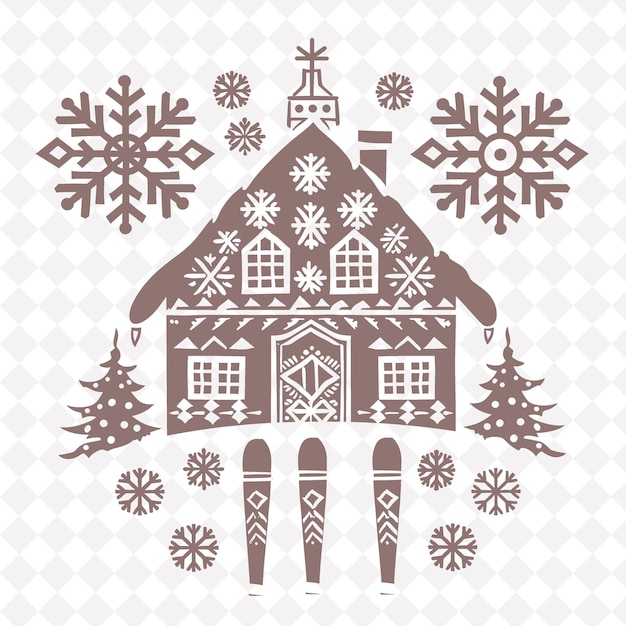 Uma casa com flocos de neve e um floco de neve nele