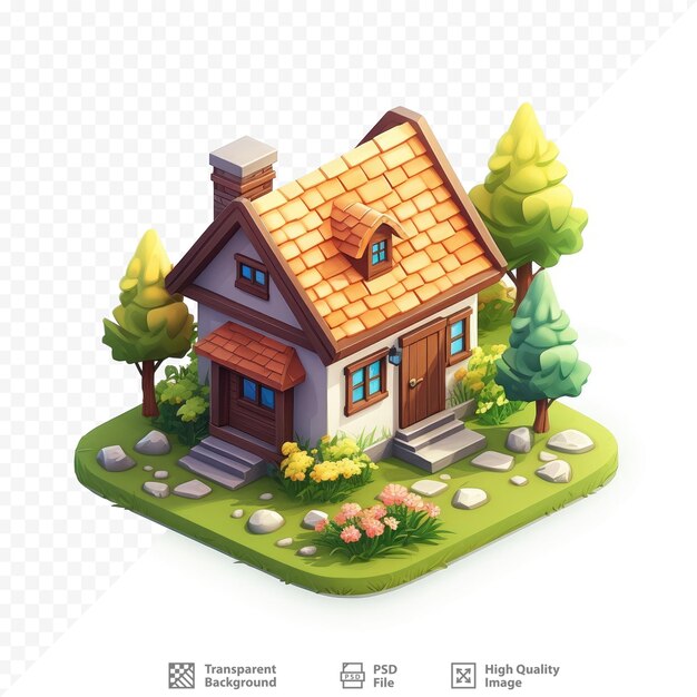 PSD uma casa com um jardim e um jardim com um jardinagem e um jardinagem.