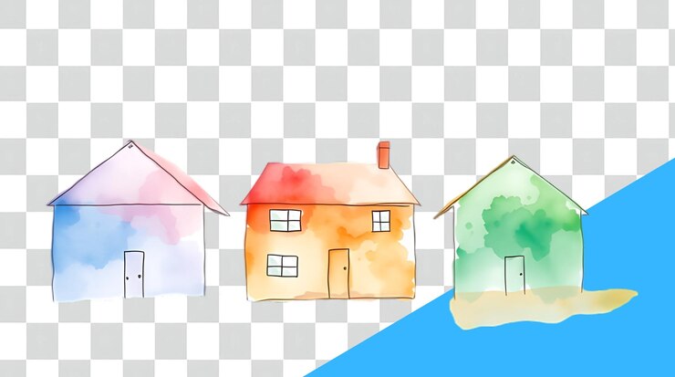 PSD uma casa com uma casa no topo e um céu azul ao fundo