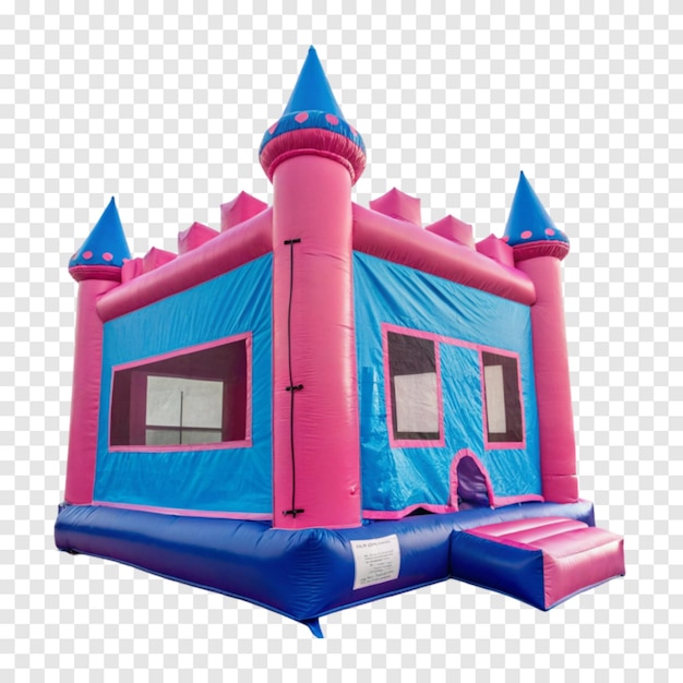 uma casa de brinquedos com um telhado azul e um telhado vermelho