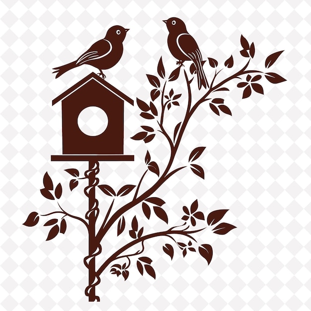 PSD uma casa de pássaros com um ramo e um pássaro nele