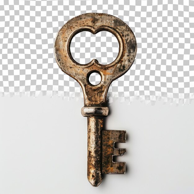 PSD uma chave enferrujada com um coração.