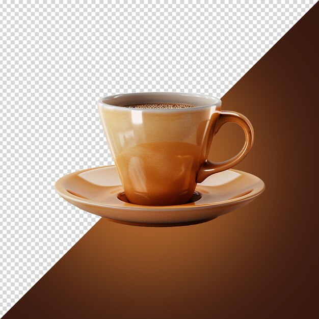 PSD uma chávena de café com fundo marrom e um fundo marrom com um desenho preto e branco