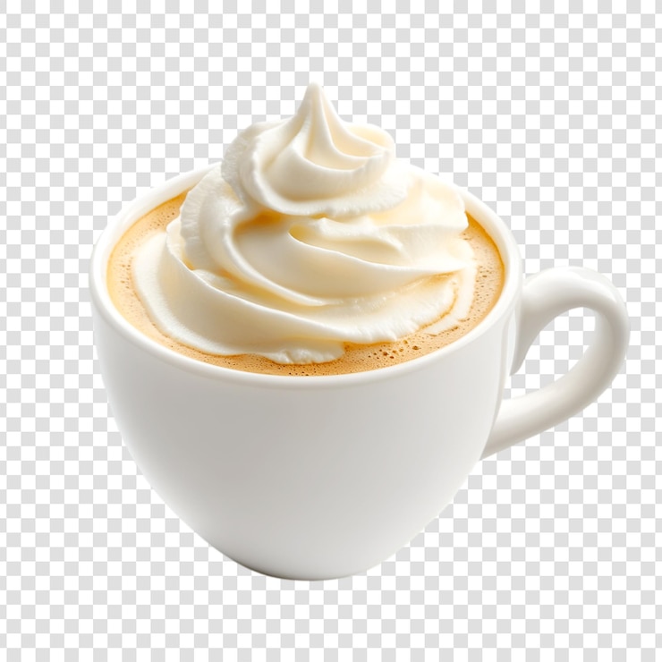 PSD uma chávena de café com um prato de creme em um fundo transparente
